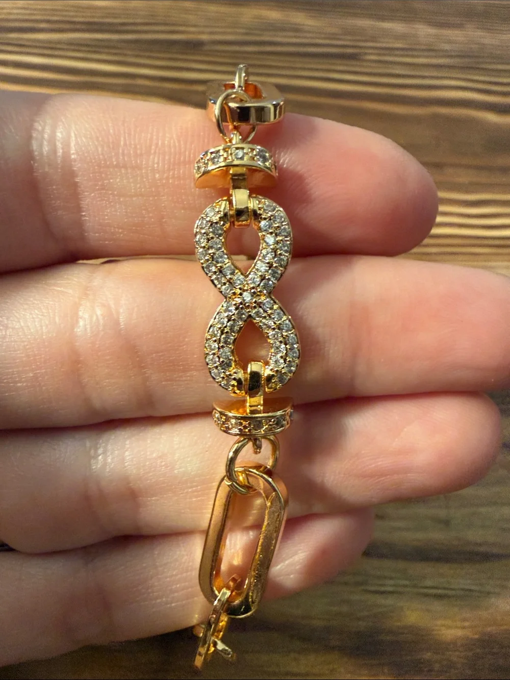Gold Plated Infinity Link Bracelet for Women - Elegant Chain Accent